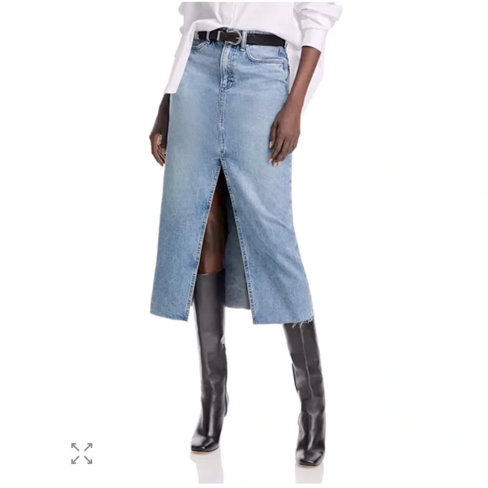 RAG & BONE Clara High Rise Denim Midi Skirt Sz 31 / 10 | 5-Pocket Classic